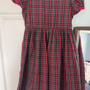 Festive Plaid Kids Dress in Red and Green